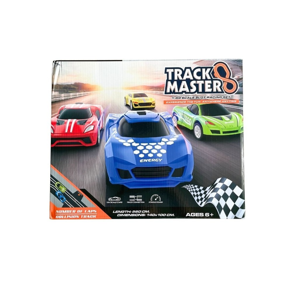 NEW Track Master 1:64 Scale Slot Car Racing Set Dual Car Layout Racecar Kids Toy